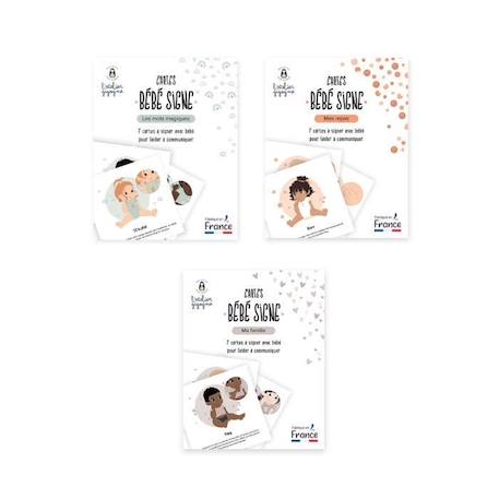 3 lots de cartes bébé signe - family - L'Atelier Gigogne - apprendre à signer avec bébé BLANC 2 - vertbaudet enfant 