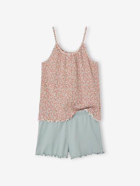 Lot de 2 pyjashorts fille en maille côtelée bleu grisé 2 - vertbaudet enfant 