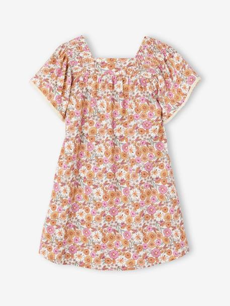 Robe à fleurs manches papillon  fille abricot poudré 2 - vertbaudet enfant 