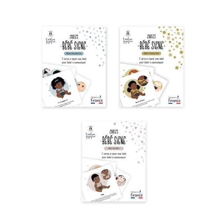 3 lots de cartes bébé signe - happy - L'Atelier Gigogne - apprendre à signer avec bébé BLANC 2 - vertbaudet enfant 