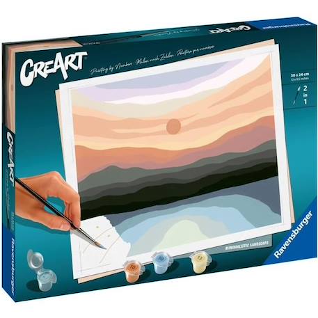 CreArt Minimalist Landscape 24x30 cm - Peinture par numéros – Dès 12 ans – Ravensburger - 23515 BLEU 1 - vertbaudet enfant 