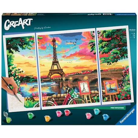 CreArt Paris format triptyque 80x50cm - Peinture par numéros – Dès 12 ans – Ravensburger - 20134 VERT 1 - vertbaudet enfant 