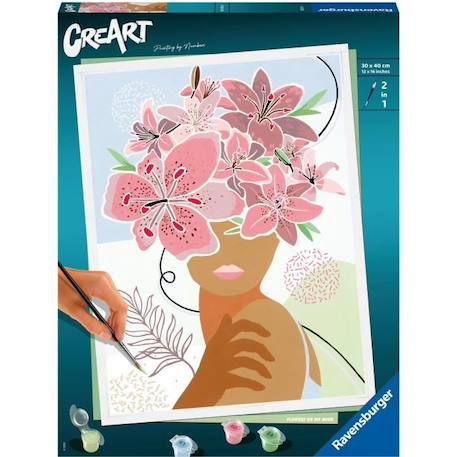 CreArt Flowers on my mind 24x30 cm - Peinture par numéros – Dès 12 ans – Ravensburger - 20275 ROSE 2 - vertbaudet enfant 