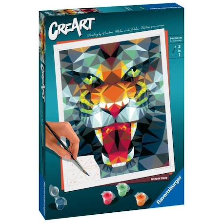 CreArt Tigre polygonal 24x30 cm - Peinture par numéros – Dès 12 ans – Ravensburger - 23514 JAUNE 5 - vertbaudet enfant 