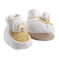 -Chaussons bébé en velours - SAUTHON - Esmée - Rose - Blanc - Fille