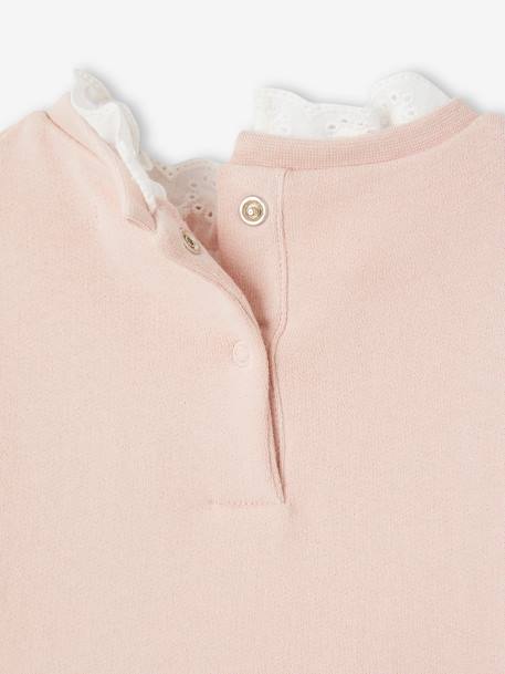 Sweat col en broderie anglaise bébé rose poudré 4 - vertbaudet enfant 