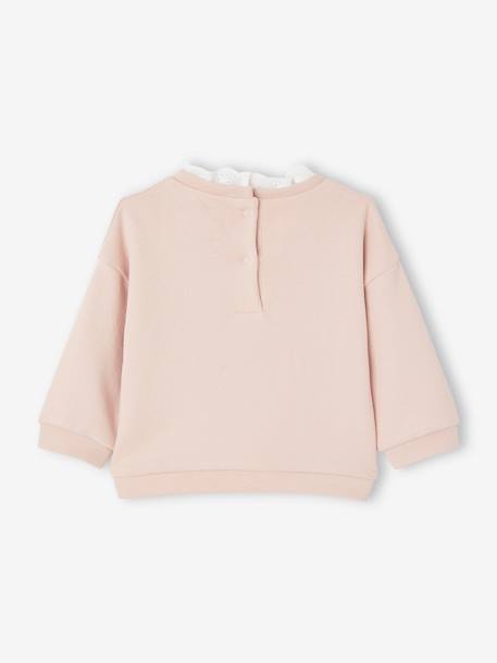 Sweat col en broderie anglaise bébé rose poudré 2 - vertbaudet enfant 