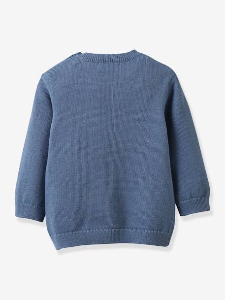 Pull bébé coton bio et laine CYRILLUS bleu grisé 2 - vertbaudet enfant 