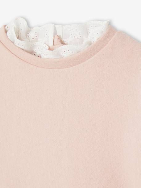 Sweat col en broderie anglaise bébé rose poudré 3 - vertbaudet enfant 