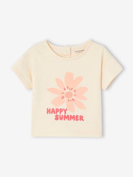 Tee-shirt ' Happy summer' manches courtes bébé écru 1 - vertbaudet enfant 