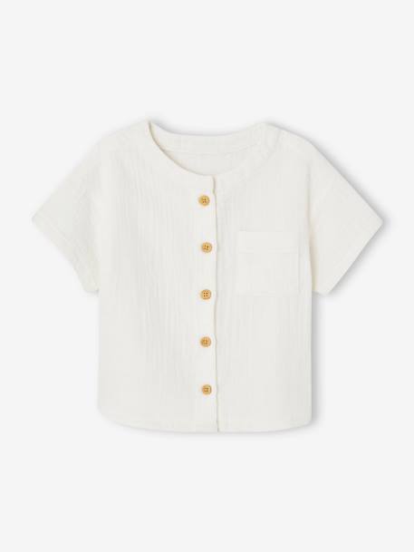 Chemise manches courtes bébé en gaze de coton écru 1 - vertbaudet enfant 