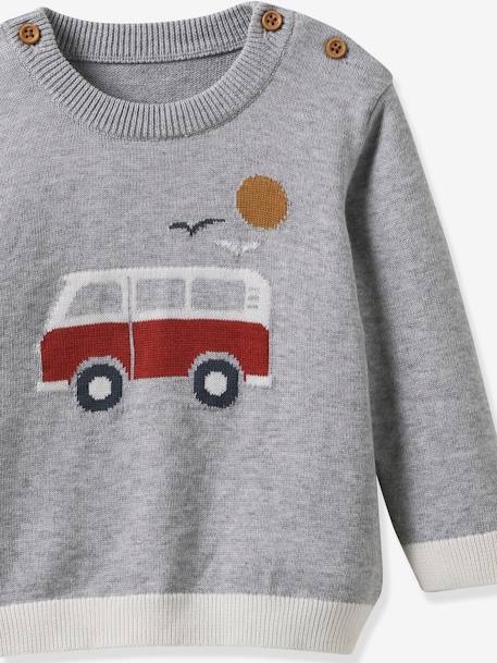 Pull bébé coton biologique CYRILLUS gris chiné 3 - vertbaudet enfant 