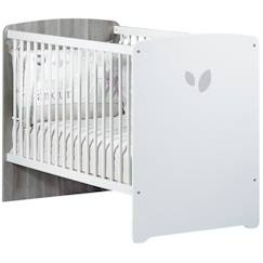 Chambre et rangement-Chambre-Lit bébé - 120 x 60 cm - Leaf - Blanc