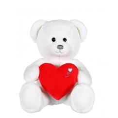 Ours en peluche - GIPSY TOYS - Ours Coeur - 22 cm - Blanc - Douceur extrême  - vertbaudet enfant