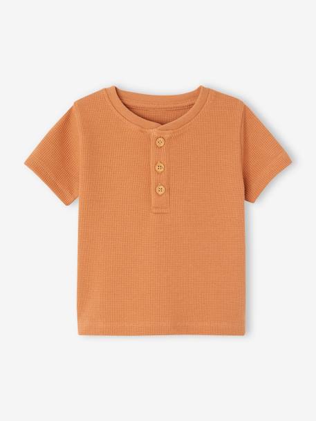 T-shirt tunisien nid d’abeille bébé camel+kaki 2 - vertbaudet enfant 