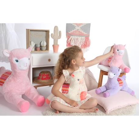 Gipsy Toys - Lamadoo allongé rose - 80 cm ROSE 2 - vertbaudet enfant 