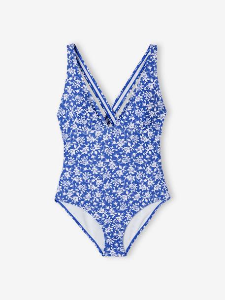 Maillot de bain 1 pièce fleuri femme collection Team famille bleu imprimé 5 - vertbaudet enfant 