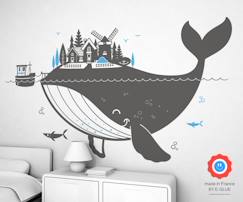 Linge de maison et décoration-Décoration-Papier peint, sticker-Baleine magique