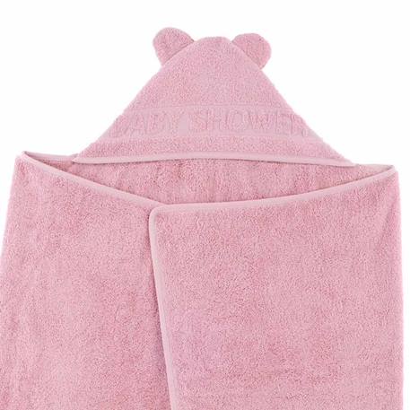 Sortie de bain à oreilles Baby Shower vieux rose ROSE 4 - vertbaudet enfant 