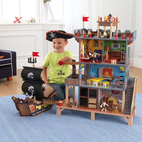 KidKraft - Ensemble de jeu en bois Pirate's Cove avec 17 accessoires dont bateau de pirate et figurines, son et lumière GRIS 2 - vertbaudet enfant 