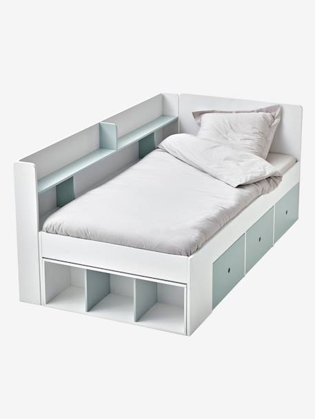 Lit plateforme enfant avec rangements BASEO blanc+Blanc/vert d'eau+bleu grisé+rose nude 9 - vertbaudet enfant 