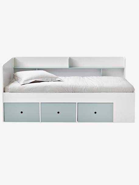 Lit plateforme enfant avec rangements BASEO blanc+bleu grisé 6 - vertbaudet enfant 