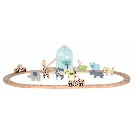 Jouet en bois - Coffret Circuit Safari - Multicolore - 2+ - JABADABADO BLANC 1 - vertbaudet enfant 