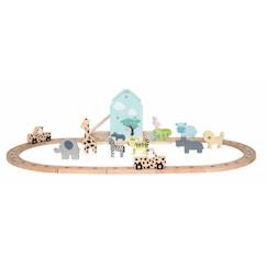 Jouet-Jeux d'imagination-Jouet en bois - Coffret Circuit Safari - Multicolore - 2+ - JABADABADO