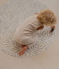 Tapis anti-tâches pour chaise haute | Leaves - Beige  - vertbaudet enfant