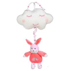 Jouet-Gipsy Toys  - Boîte à musique Rainbow lapin - 32 cm - Corail