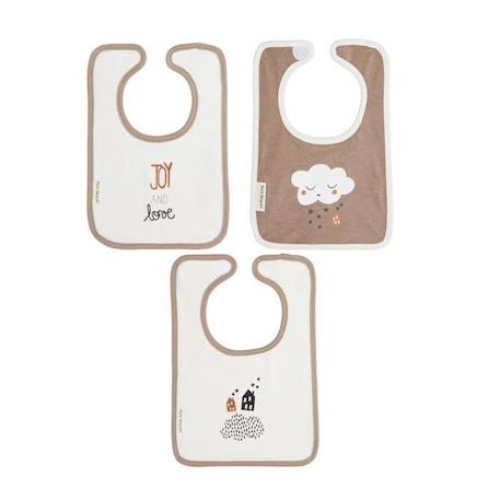 Lot de 3 bavoirs bébé mixte Joy MARRON 1 - vertbaudet enfant 