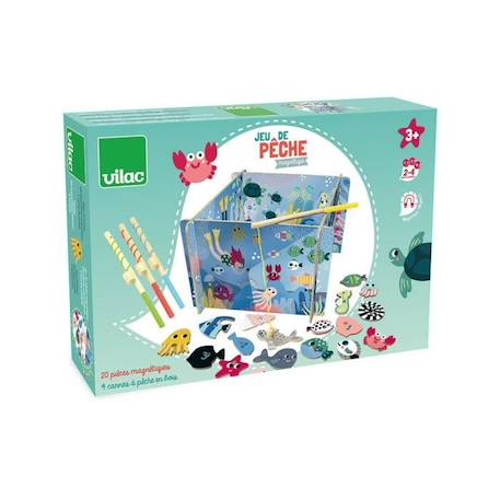 VILAC - Jeu de pêche à la ligne magnétique - en bois MULTICOLORE 3 - vertbaudet enfant 