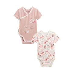 -Lot de 2 bodies bébé manches courtes ouverture croisée Petit Safari