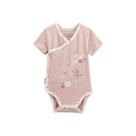 Lot de 2 bodies bébé manches courtes ouverture croisée Petit Safari ROSE 2 - vertbaudet enfant 