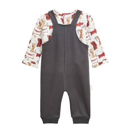 Ensemble salopette bébé en molleton et t-shirt Toutouyoutou GRIS 2 - vertbaudet enfant 