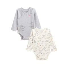 Lot de 2 bodies bébé manches longues ouverture croisée Frimousse  - vertbaudet enfant