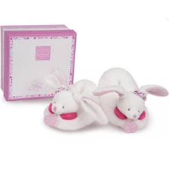 -Chaussons hochet 6-12 mois - DOUDOU ET COMPAGNIE - Cerise le lapin - Blanc et rose - Effet polaire