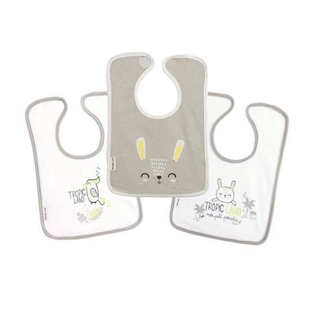 Lot de 3 bavoirs bébé mixte Tropicland BLANC 1 - vertbaudet enfant 