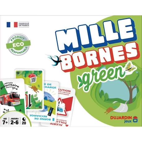 MILLE BORNES GREEN - Jeu de cartes - DUJARDIN - Parcourez les bornes en voiture électrique dans cette version écologique ! VERT 1 - vertbaudet enfant 