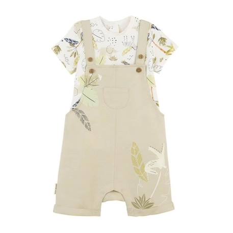 Ensemble salopette bébé en lin et t-shirt Zagora BEIGE 1 - vertbaudet enfant 