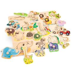 Jouet-Jeux éducatifs-Puzzles-Puzzle en bois Safari - NEW CLASSIC TOYS - 16 pièces - Animaux - Pour enfants à partir de 4 ans