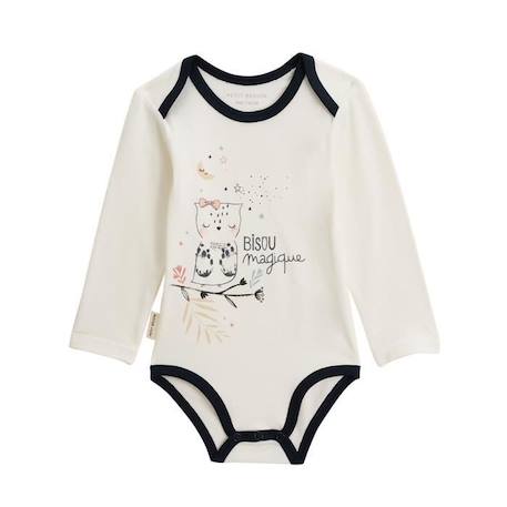 Lot de 2 bodies bébé manches longues Bisou Magique BLANC 2 - vertbaudet enfant 