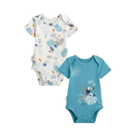 Lot de 2 bodies bébé manches courtes Athi BLEU 1 - vertbaudet enfant 