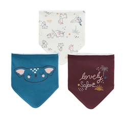 Puériculture-Lot de 3 bavoirs foulards Lovely Safari