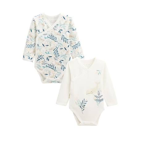 Lot de 2 bodies bébé manches longues ouverture croisée Iskia BLANC 1 - vertbaudet enfant 