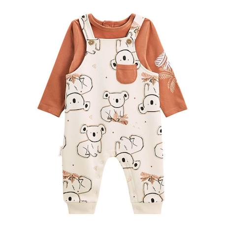 Ensemble salopette bébé en molleton et t-shirt Bogota BLANC 1 - vertbaudet enfant 