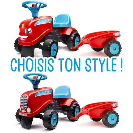 Porteur avec remorque - FALK - Tractor Go! - Dès 12 mois - 100% Fabriqué en France - 40% de plastique recyclé ROUGE 4 - vertbaudet enfant 