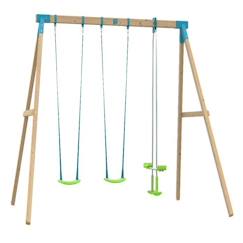 Jouet-Portique anthémis tp toys bois carre 2 balancoires / vis-a-vis / kit d'ancrage h.243 cm