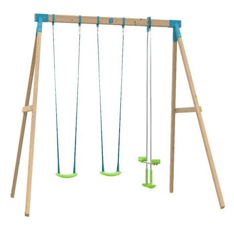 Portique anthémis tp toys bois carre 2 balancoires / vis-a-vis / kit d'ancrage h.243 cm MARRON 1 - vertbaudet enfant 