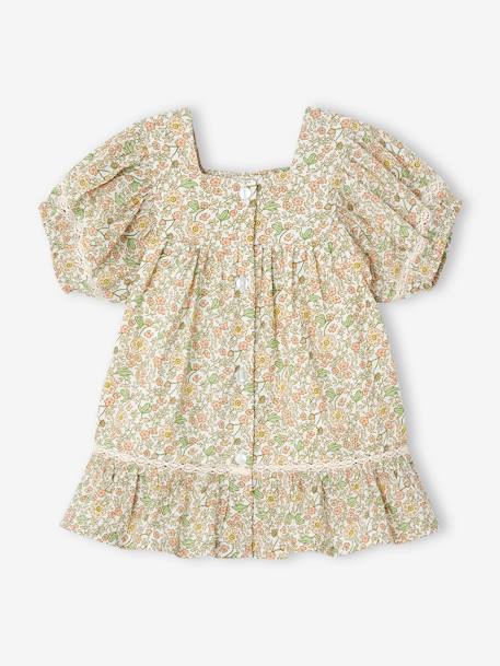 Robe fleurie bébé détails en dentelle vanille 2 - vertbaudet enfant 